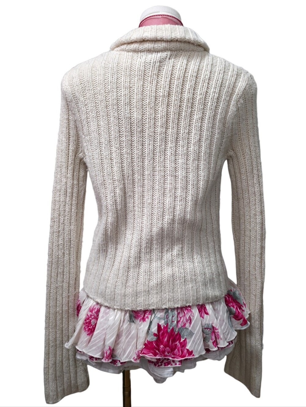 Abercrombie Vintage Cream Knit Long Sleeve Zip Up Sweater - Picture 3 of 5